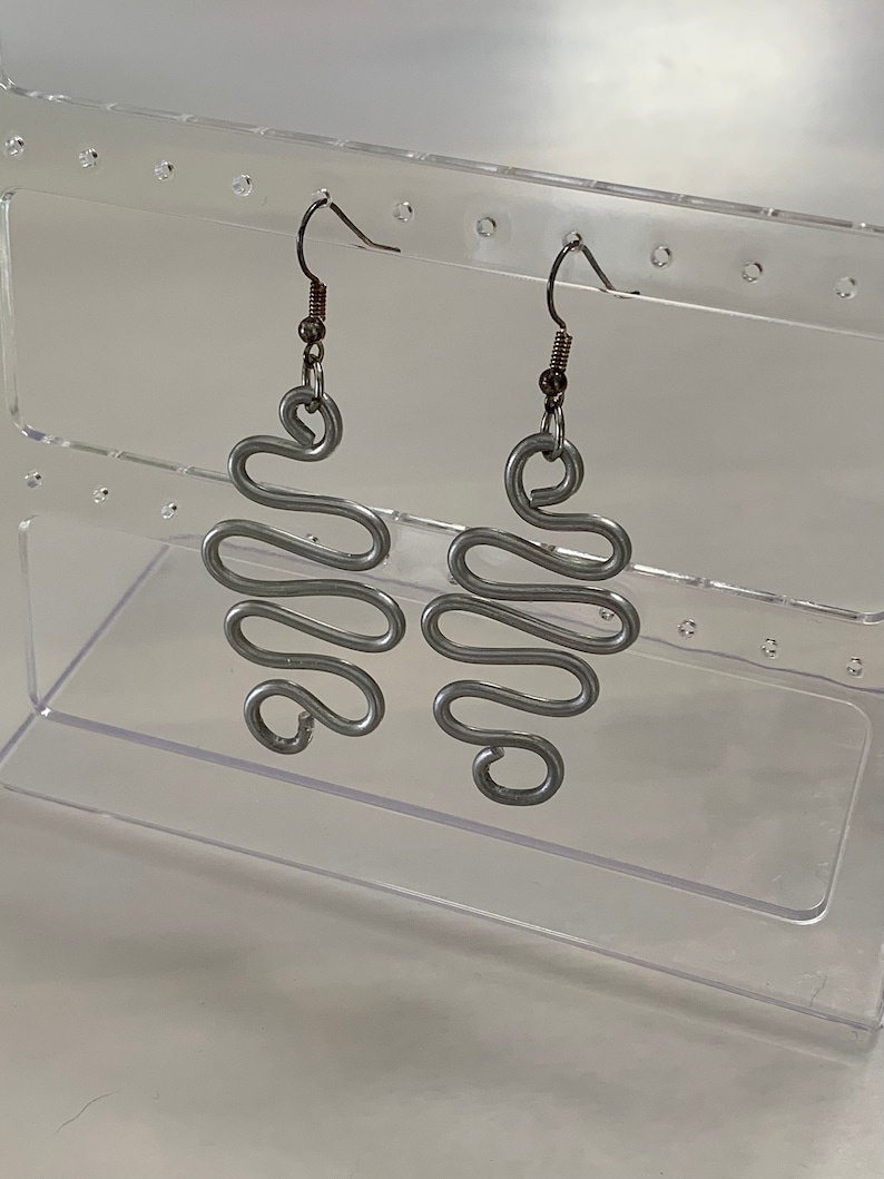 Unique Earrings Contemporary Fashion Earrings Silver Swirl Earrings Lightweight Drop Earrings Hook Earrings Abstract Earrings