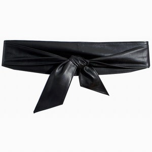 Black Leather Obi Belt: Real Leather Double Wrap - USA DDP (Delivered Duty PAID) image 6