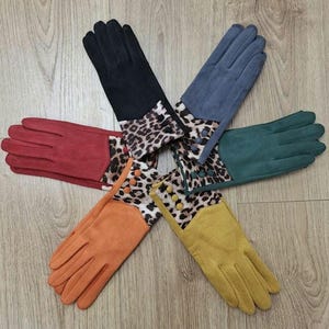 Handschoenen met touchscreen met luipaardprint: thermisch fleece gevoerd