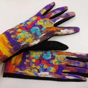 Handschoenen met kleurrijke kunstprint en touchscreen: zachte, met fleece gevoerde winterhandschoenen