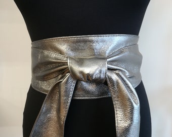 Silver Leather Belt Silver Obi Belt 