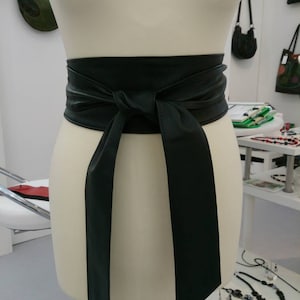 Black obi belts, leather black belts, real leather belts, plus size belts, black sash belts, double wrap belts