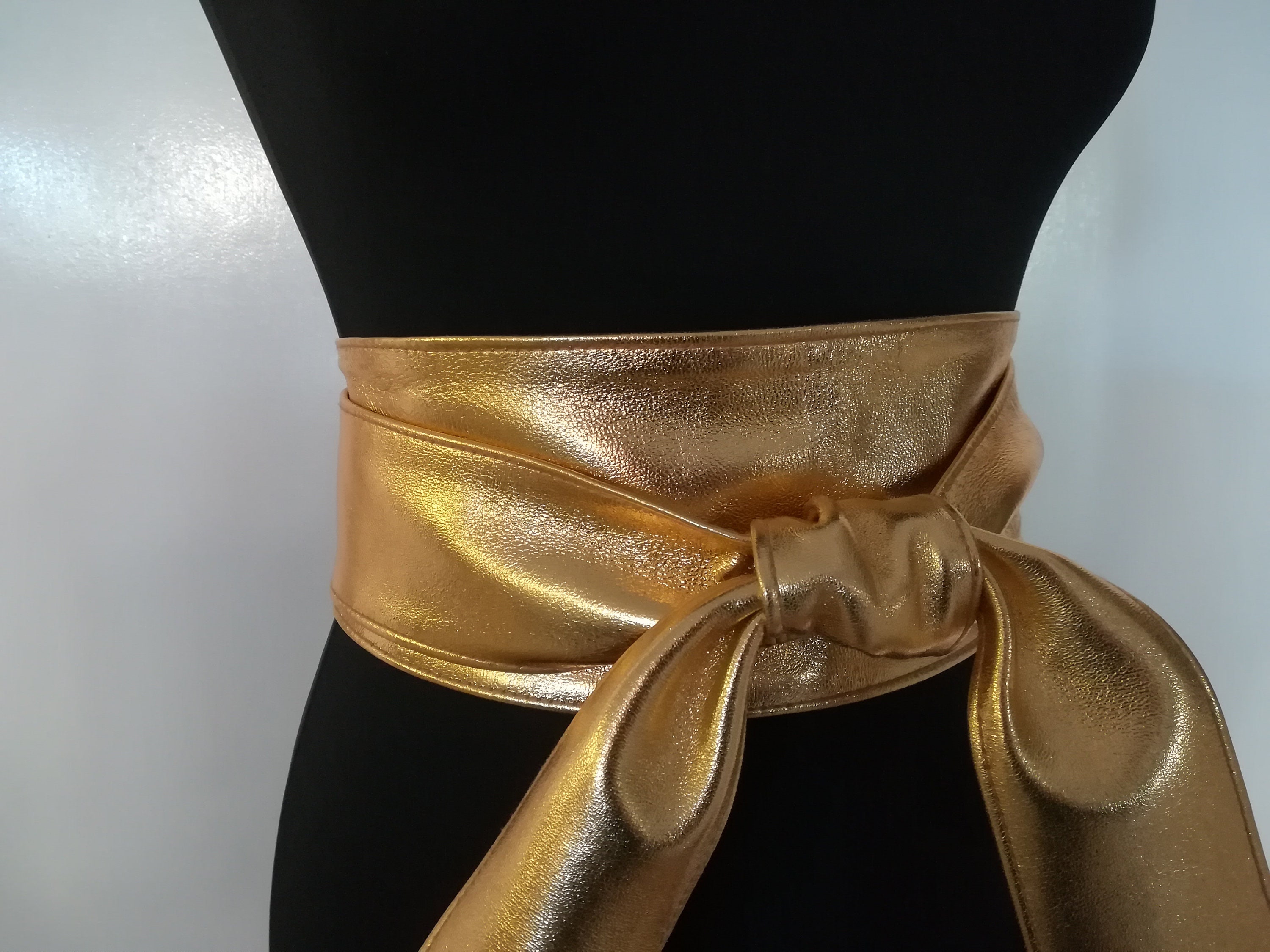 Gold Leather Belt Gold Obi Belt Real Leather Obi Metallic | Etsy UK