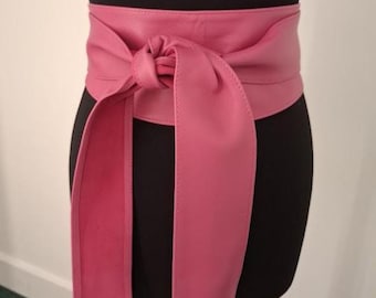 7485 Obi Belt For Women – Wide Waist In Faux Leather, Mica- Fuchsia FASHIONGEN Obi Belt for Women – Wide Waist Belt in Faux  main image 3
