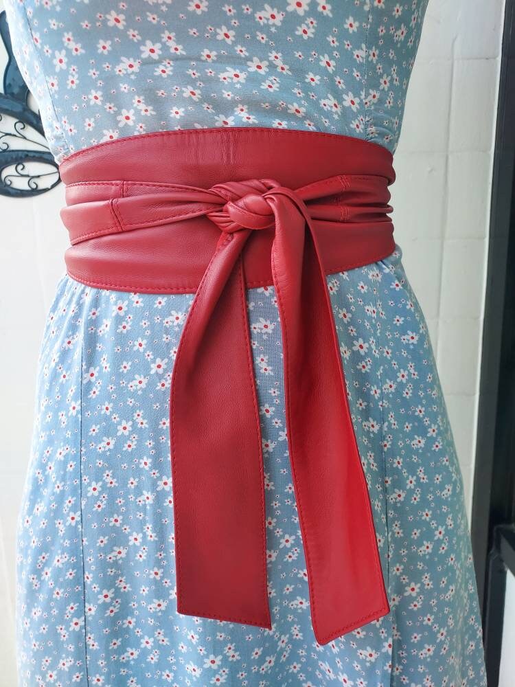 Red Leather Belt Red Obi Belt Red Tie 