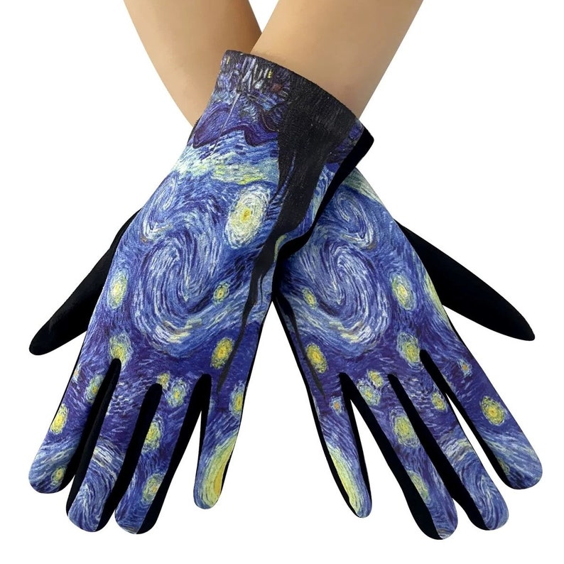 Gants d'hiver Van Gogh, Gants pour écrans tactiles, Gants doublés de polaire, Gants d'hiver doux, Gants d'artiste Starry Night