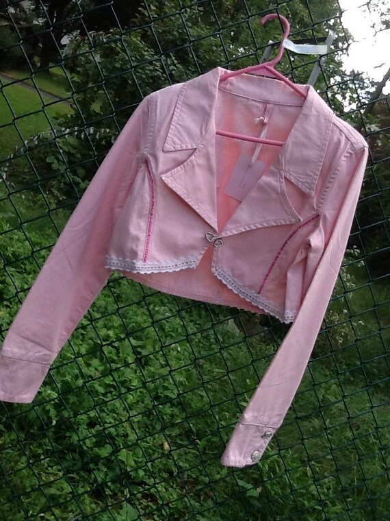 soft pink denim jacket