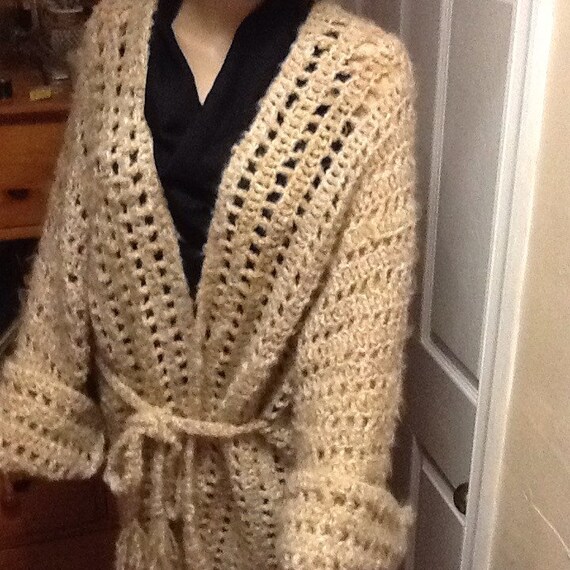 Hand crochet large sweater jacket