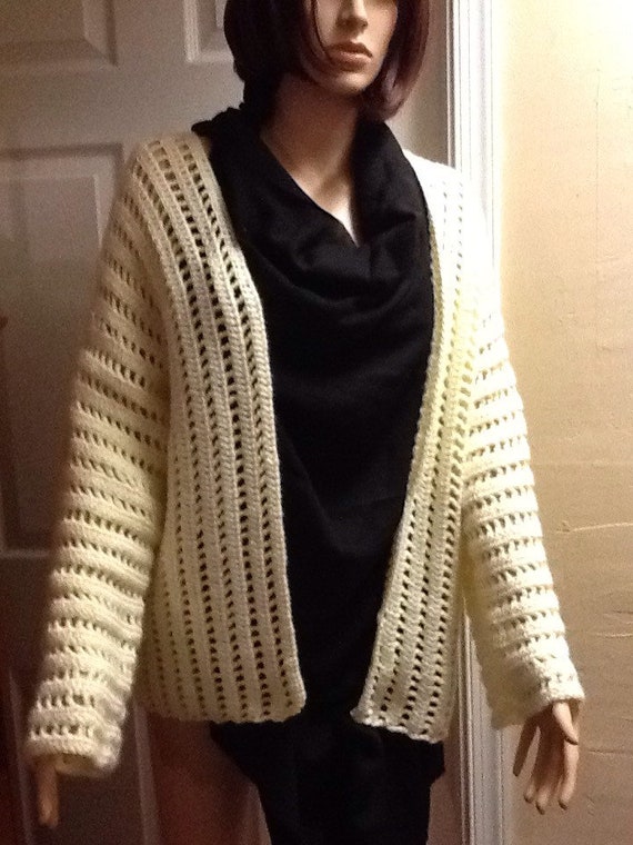 Hand crochet large sweater jacket