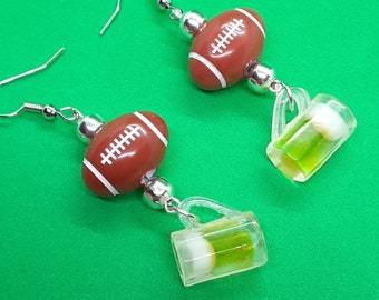 Football and Beer Earrings Beer Lovers super bowl football fan