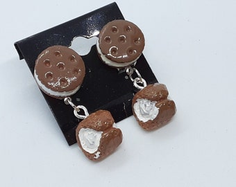 Chocolate Cake Clip On  Earrings Fun jewelry whimsical gifts for her