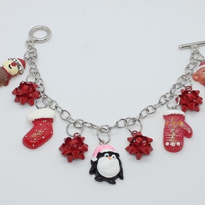 Bows Christmas Charm Bracelet Whimsical Christmas jewelry gifts for her
