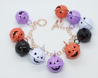 Pumpkin Halloween Bells Chunky Charm Bracelets Halloween jewelry