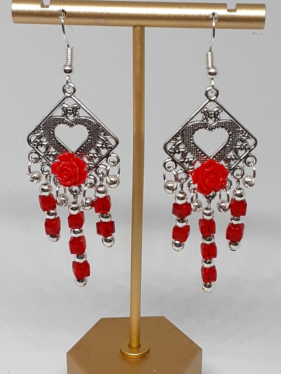Red Burst Seasonal Chandelier Earrings
