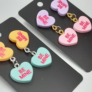 Conversation Hearts Post Dangle Earrings Valentine&#39;s Day Fun Jewelry