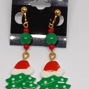 Christmas Tree Clip On  Earrings Christmas jewelry gifts for her