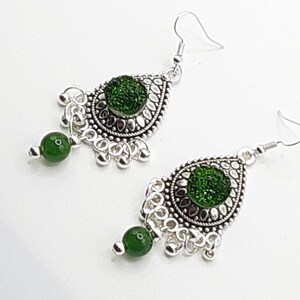 Green Chandelier Earrings  Unique  Jewelry Gifts for Her