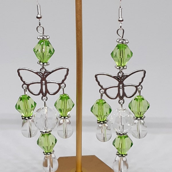 Green Butterfly Chandelier earrings gifts for her