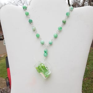 Kiwi Summer Drink Beaded Charm Necklace Unique One of a Kind Summer Fun Jewelry