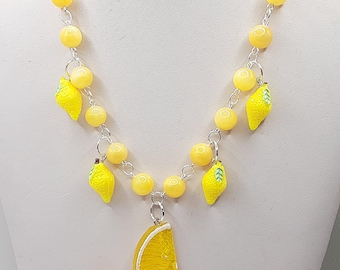 Lemon Charm Necklace  Summer Jewelry