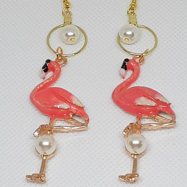 Flamingos Statement Earrings Summer Tropical fun Earrings