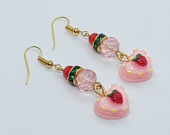 Heart Cake Earrings  Valentine's day  love anniversary  whimsical fun jewelry