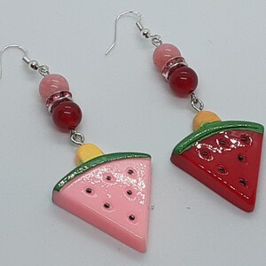 Watermelon Popsicle Dangle Earrings Summer Fun Food Jewelry Gifts for her