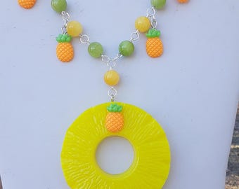 Pineapple Charm Necklace Fun Summer Vacation Gifts for Her