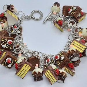 Chocolate Charm Bracelet  Food Jewelry Fun Jewelry  Chocolate Dessert  gifts for her