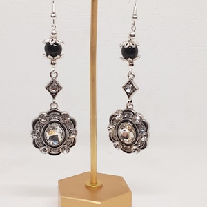 Black and Silver Glam Earrings Formal Event Prom