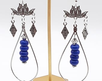 Blue Teardrop Chandelier Earrings