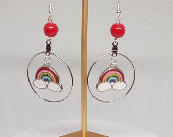 Rainbow Hoop Earrings Fun Jewelry Gifts for Her