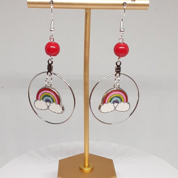 Rainbow Hoop Earrings Fun Jewelry Gifts for Her