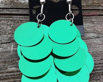 Large Sequin Clip On Earrings: Silver Tone Party Jewelry