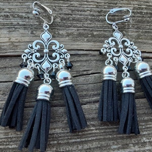 Clip On Black Tassel Chandelier Earrings gifts for her trendy finds