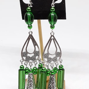 Clip On Green Chandelier earrings gifts for her