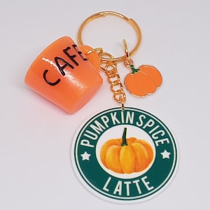 Pumpkin Spice Latte Coffee Keychain Fall Halloween Thanksgiving Gifts for Her