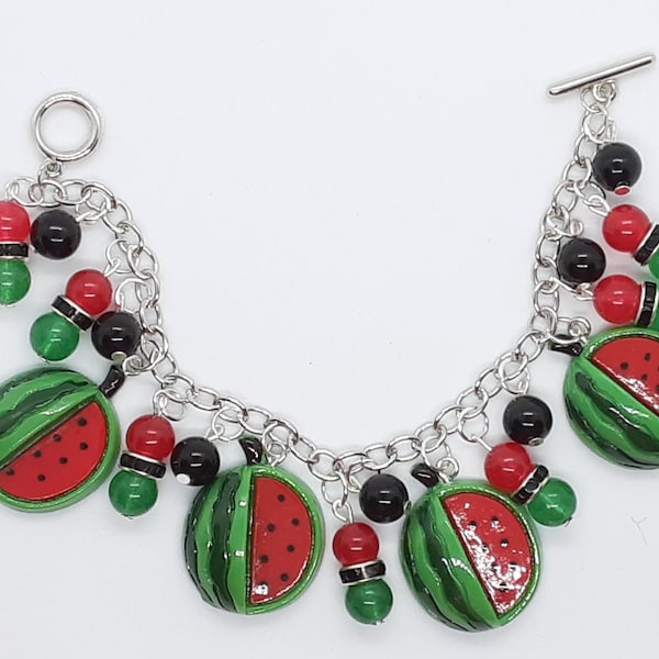 Watermelon Chunky Statement Charm Bracelet Summer Vacation gifts for her