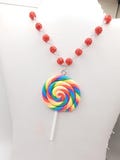 Lollipop Rhinestone BeadedStatement Necklace: Fun Candy Jewelry, Halloween Costume