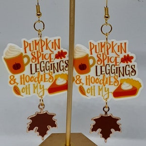 Pumpkin Spice Latte Coffee Dangle Earrings Fall Halloween Thanksgiving Gifts for Her