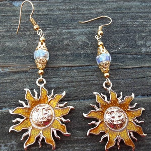 Sun Charm Earrings  Sunshine Summer whimsical fun jewelry  unique