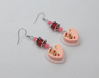 Heart Cake Earrings  Valentine's day  love anniversary  whimsical fun jewelry