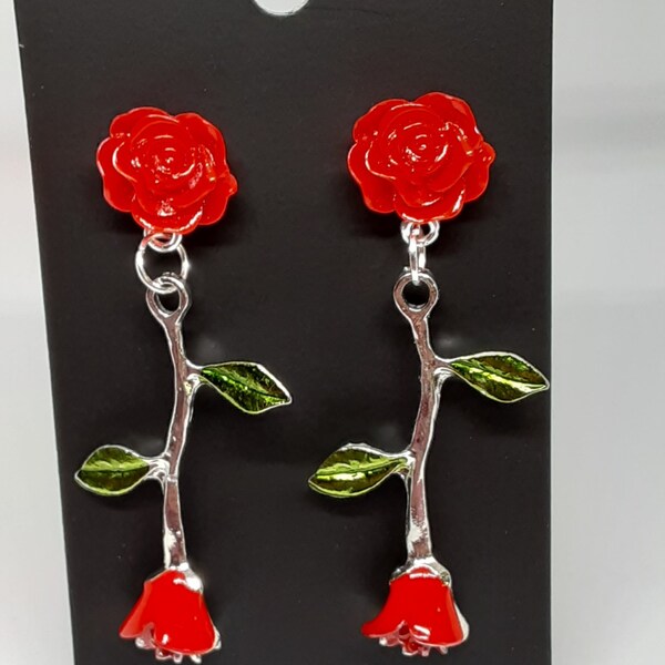 Roses Post Dangle Earrings Gifts for Her