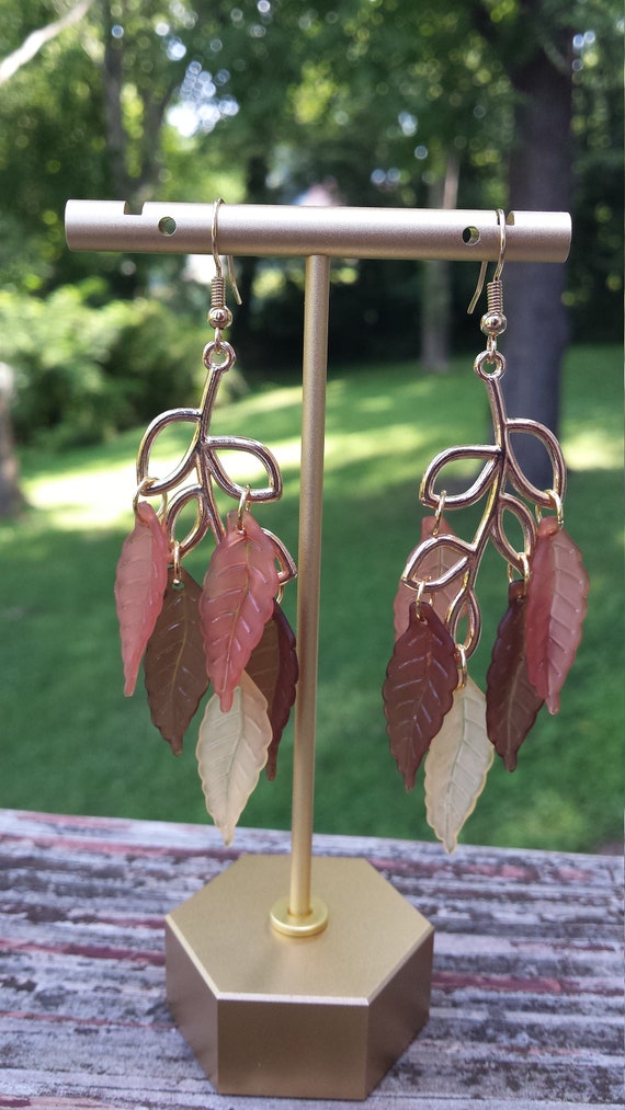 Handmade Fall leaves Gold Earrings
