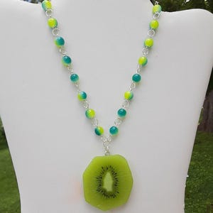 Kiwi Beaded Necklace Realistic imitation Fun Jewelry summer Gifts for Her