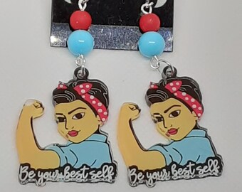 Clip On Acrylic Dangle Earrings - Motivational Gift for Her