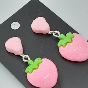 Strawberry Post Dangle Earrings  fruit Summer  whimsical  fun jewelry