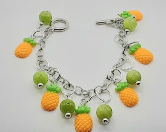 Pineapple  Charm Bracelet  Summer Jewelry Fruit Bracelet