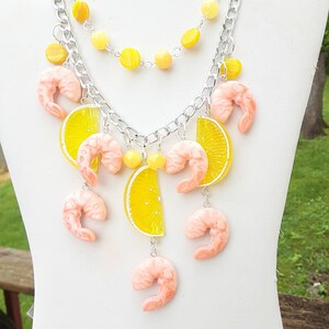 Shrimp and Lemon Statement Necklace: Fun Summer Jewelry
