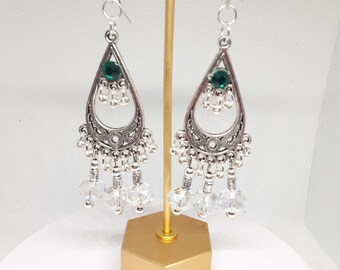 Green Chandelier Earrings  gifts for her wedding Prom St. Patrick's Day